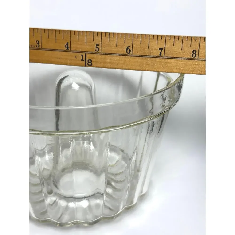 Vintage 1930s clear bundt jello cake mold Schott Jenaer Glas Borosilica Germany
